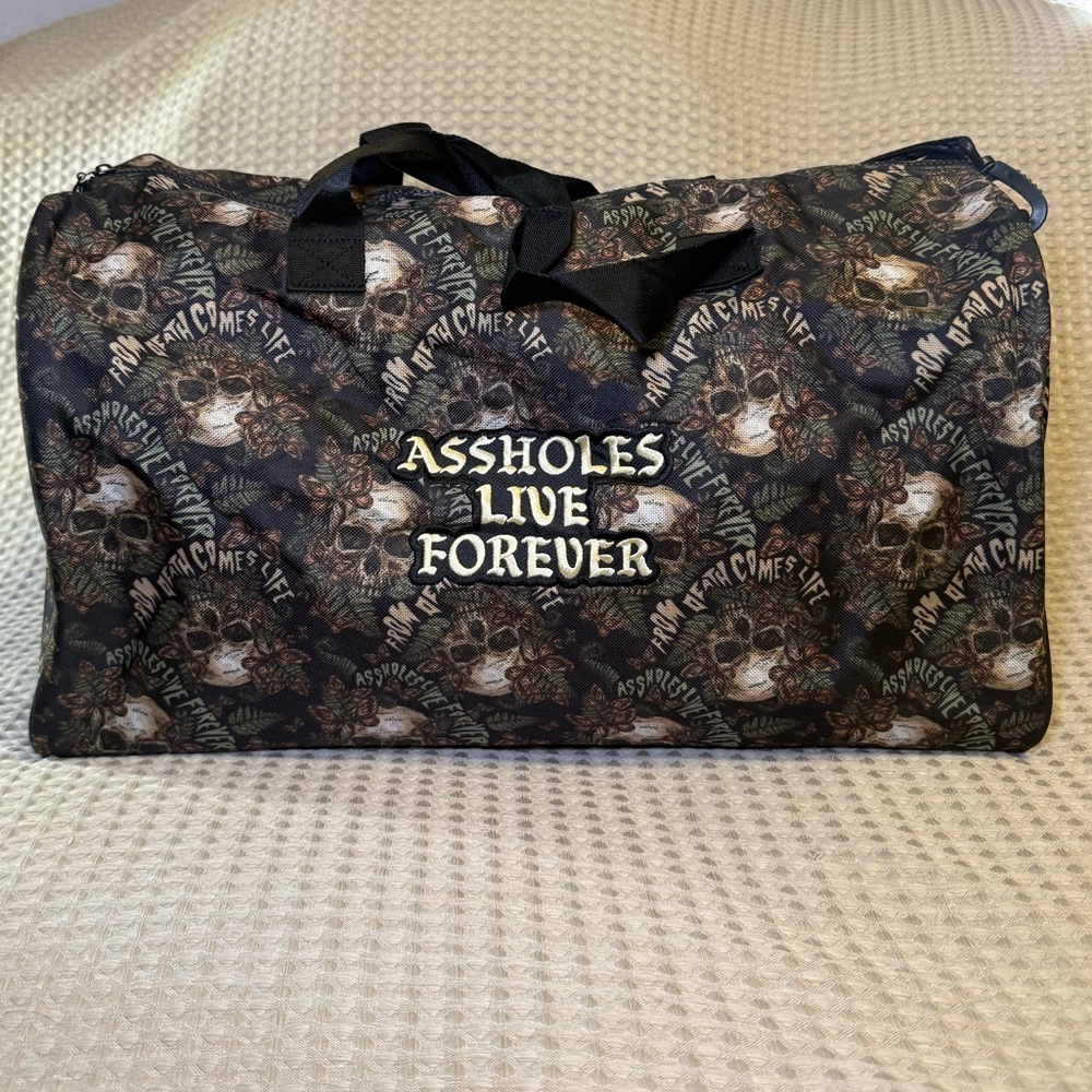 Assholes Live Forever Emotional Baggage Duffel - Picture 2 of 6